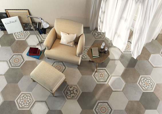 Timeless Porcelain Tiles produced by Herberia Сeramiche, Concrete effect, faux encaustic tiles
