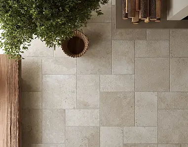 Background tile, Effect limestone, Color beige,grey, Glazed porcelain stoneware, 30x60 cm, Finish antislip