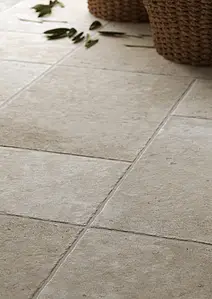 Background tile, Effect limestone, Color beige,grey, Glazed porcelain stoneware, 30x60 cm, Finish antislip