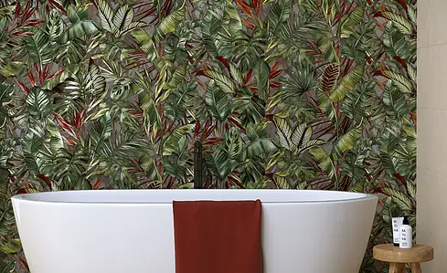 Background tile, Effect resin,concrete, Color green, Ceramics, 33.3x100 cm, Finish matte