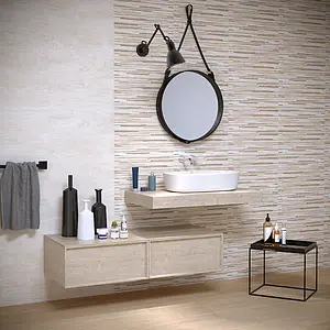 Background tile, Effect wood, Color white, Ceramics, 20x50 cm, Finish matte