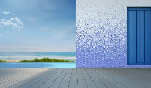 Mozaïek, Kleur hemelsblauwe, Glas, 33.3x233 cm, Oppervlak glanzend
