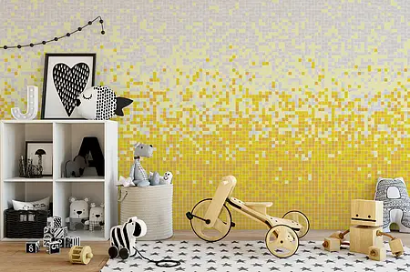 Mosaik, Farbe gelbe, Glas, 16.6x33.3 cm, Oberfläche glänzende