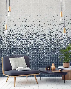 Mosaik, Farbe graue, Glas, 16.6x33.3 cm, Oberfläche glänzende