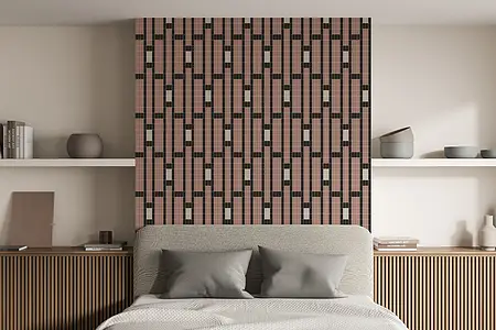 Mosaik flise, Farve med flere farver, Glas, 33.33x33.33 cm, Overflade mat