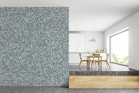 Mosaik, Textur metall, Färg grå, Glas, 33.33x33.33 cm, Yta blank