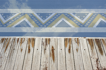 Mosaik flise, Farve marineblå, Glas, 100x100 cm, Overflade blank