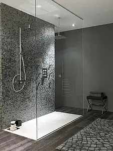 Mosaic tile, Color grey, Glass, 33.33x33.33 cm, Finish semi-gloss