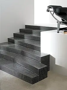 Mosaic tile, Effect unicolor, Color black, Glass, 33.3x33.3 cm, Finish glossy