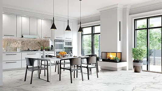 Background tile, Effect calacatta, Color white, Glazed porcelain stoneware, 60x120 cm, Finish Honed