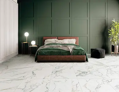 Background tile, Effect calacatta, Color white, Glazed porcelain stoneware, 60x120 cm, Finish Honed
