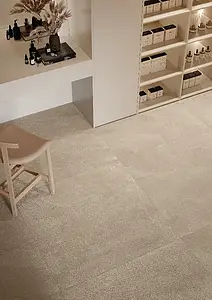 Grundflise, Effekt beton,andre sten, Farve brun, Glaseret porcelænsstentøj, 120x120 cm, Overflade skridsikker