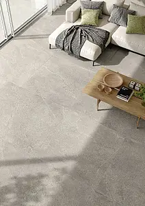 Grundflise, Effekt beton,andre sten, Farve grå, Glaseret porcelænsstentøj, 120x120 cm, Overflade skridsikker