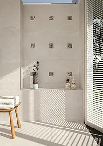 Hintergrundfliesen, Optik beton, Farbe weiße, Unglazed porcelain stoneware (color-body), 60x120 cm, Oberfläche rutschfeste