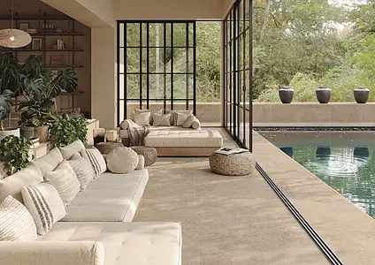 Carrelage, Effet autres types de pierre, Teinte beige, Grès cérame émaillé, 90x90 cm, Surface antidérapante