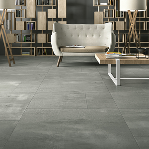 Grundflise, Effekt beton, Farve grå, Uglaseret porcelænsstentøj, 60x60 cm, Overflade skridsikker