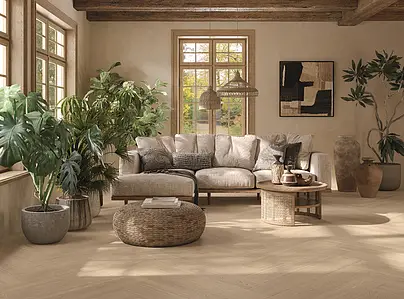 Background tile, Effect wood, Color beige, Unglazed porcelain stoneware, 20x120 cm, Finish antislip