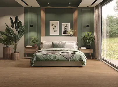 Background tile, Effect wood, Color brown, Unglazed porcelain stoneware, 20x120 cm, Finish antislip