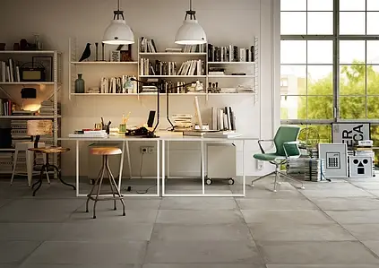Grundflise, Effekt beton, Farve grå, Glaseret porcelænsstentøj, 45x90 cm, Overflade skridsikker