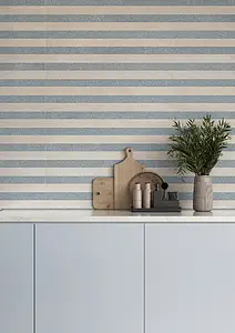 Effect resin, Color grey,sky blue, Background tile, Glazed porcelain stoneware, 5x120 cm, Finish matte