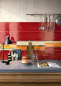Effetto unicolore, Colore rosso, Piastrella di fondo, Ceramica, 20x60 cm, Superficie lucida