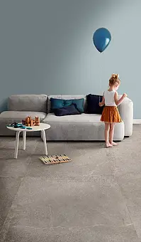 Piastrella di fondo, Effetto pietra,cemento, Colore grigio, Gres porcellanato non smaltato, 90x90 cm, Superficie antiscivolo