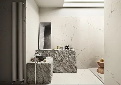 Grundflise, Effekt sten,other stones, Farve hvid, Uglaseret porcelænsstentøj, 120x120 cm, Overflade mat