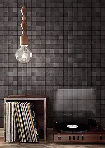 Mosaik, Textur metall, Färg svart, Stil loft, 30x30 cm, Yta matt