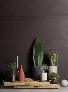 Bakgrundskakel, Textur metall, Färg svart, Stil loft, Oglaserad granitkeramik, 60x120 cm, Yta matt