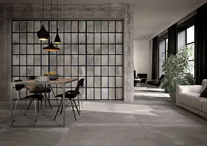 Grundflise, Effekt metal, Farve grå, Stil loft, 120x260 cm, Overflade mat
