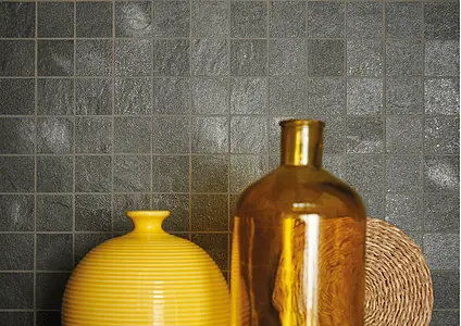 Mosaic tile, Effect stone, Color black, Unglazed porcelain stoneware, 30x30 cm, Finish matte