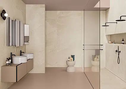 Background tile, Effect slate, Color beige, Unglazed porcelain stoneware, 120x280 cm, Finish antislip