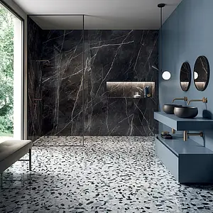 Background tile, Effect stone,calacatta, Color black, Glazed porcelain stoneware, 120x280 cm, Finish polished