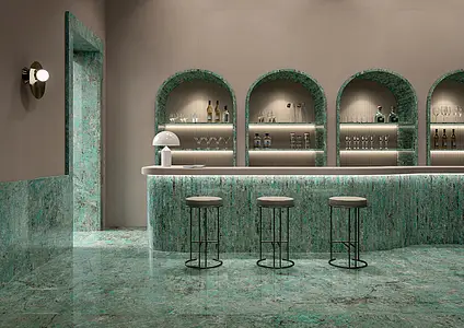 Background tile, Effect stone,amazonite, Color green, Glazed porcelain stoneware, 120x280 cm, Finish polished