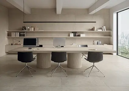Background tile, Effect concrete, Color beige, Unglazed porcelain stoneware, 120x280 cm, Finish antislip