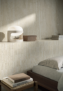 Background tile, Effect travertine, Color beige, Unglazed porcelain stoneware, 60x120 cm, Finish matte
