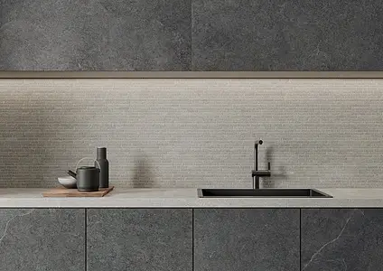 Background tile, Effect limestone, Color grey, Unglazed porcelain stoneware, 60x120 cm, Finish matte