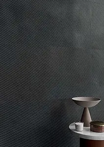 Фоновая плитка, Фактура под металл, Цвет чёрный, Неглазурованный керамогранит, 60x120 см, Поверхность 3D
