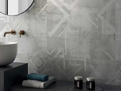 Background tile, Effect metal, Color grey, Unglazed porcelain stoneware, 80x80 cm, Finish antislip