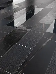Hintergrundfliesen, Optik stein,andere marmorarten, Farbe schwarze, Glasiertes Feinsteinzeug, 20x120 cm, Oberfläche rutschfeste