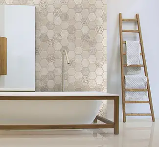 Background tile, Effect concrete, Color white, Glazed porcelain stoneware, 17.5x21 cm, Finish matte