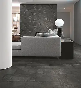 Bakgrundskakel, Textur betong, Färg svart, Glaserad granitkeramik, 30x60 cm, Yta matt