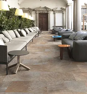 Background tile, Effect slate, Color beige,brown, Glazed porcelain stoneware, 30x60.4 cm, Finish antislip