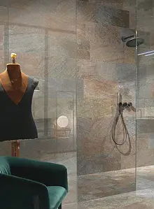 Background tile, Effect slate, Color beige,brown, Glazed porcelain stoneware, 30x60.4 cm, Finish antislip