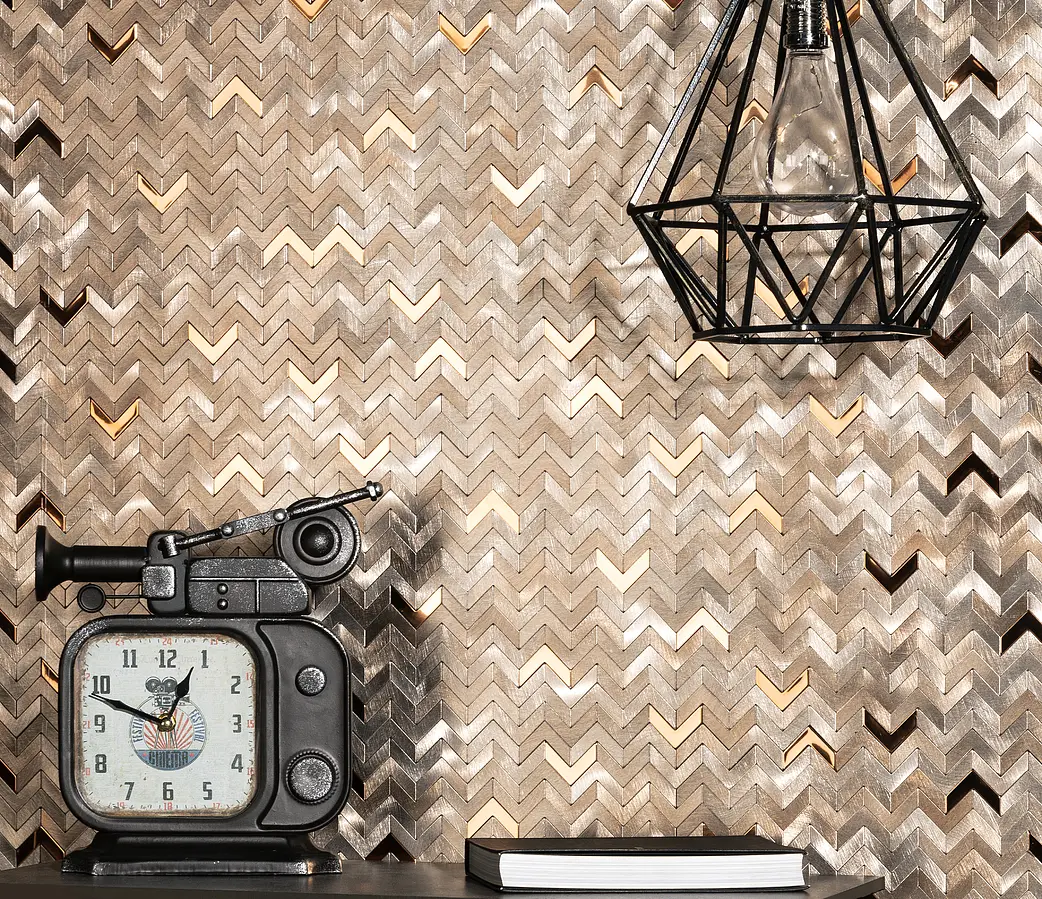 Mosaik, Farbe beige, Metall, 28.1x28.3 cm, Oberfläche glänzende