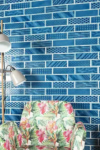 Background tile, Color navy blue, Style patchwork, Glazed porcelain stoneware, 20x31.2 cm, Finish glossy