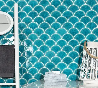 Mosaic tile, Effect crackle glaze, Color sky blue, Glazed porcelain stoneware, 29.4x30.2 cm, Finish glossy