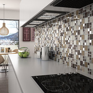Mosaic tile, Color brown, Glass, 30x30 cm, Finish glossy