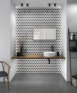 Mosaic tile, Color black & white, Glazed porcelain stoneware, 26.74x30.9 cm, Finish matte
