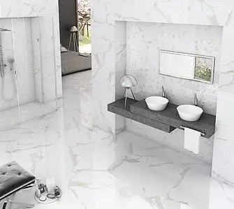 Piastrella di fondo, Effetto pietra,altri tipi di marmo, Colore bianco, Gres porcellanato smaltato, 60x60 cm, Superficie levigata